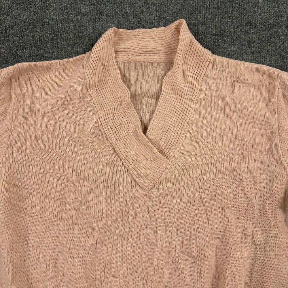 Unbranded Sweater Womens Size L Peach Pink V-Neck Ribbed Knit Casual Soft Top